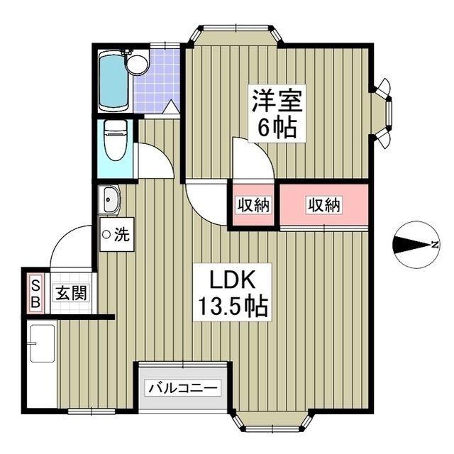ルビーヒルズC(1LDK/2階)の間取り写真