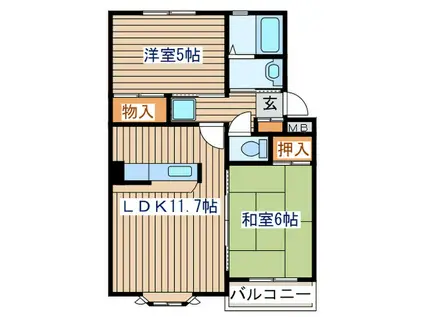 BAY LEAF HILLS(2LDK/2階)の間取り写真