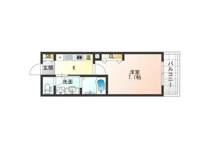 みおつくし春日出(1K/1階)の間取り写真