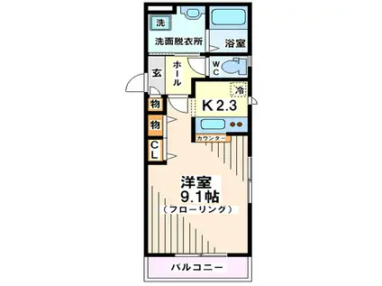 エルミタージュ芦花公園(1K/1階)の間取り写真