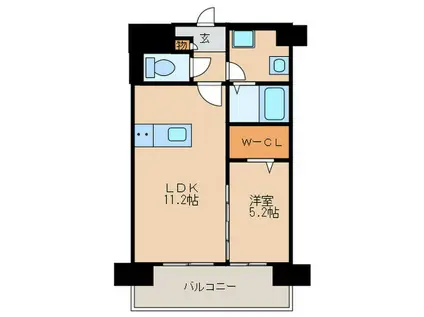 ピュアコットン矢部与(1LDK/5階)の間取り写真