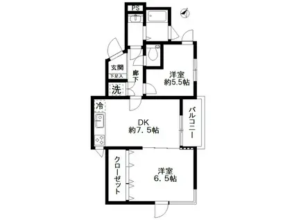 西原GSマンション(2DK/2階)の間取り写真