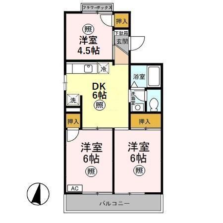 グランディオス久喜(3DK/2階)の間取り写真