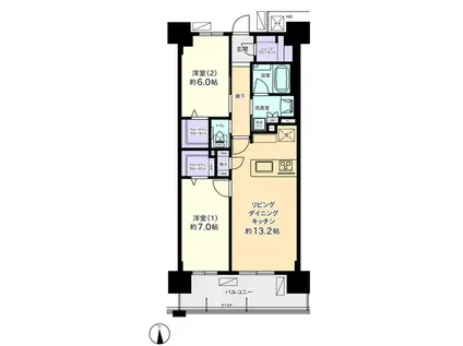 プレミア高岡駅前レジデンス(2LDK/14階)の間取り写真