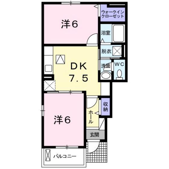 メルヘン イリーデ(2DK/1階)の間取り写真