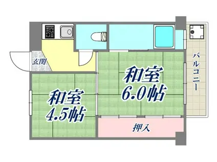 ビレッジハウス鴻池(1DK/2階)の間取り写真