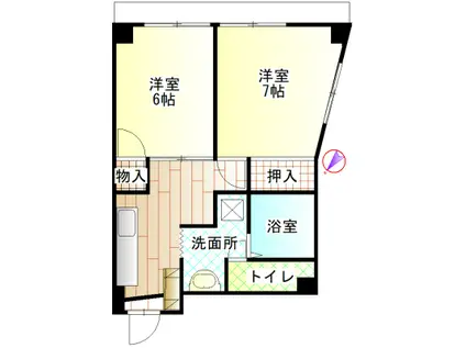 ベアビル(2K/2階)の間取り写真