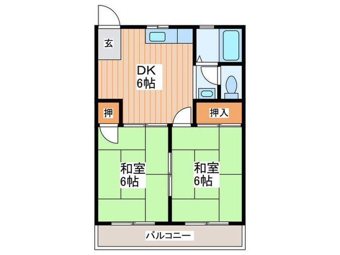 辻本マンション(2DK/1階)の間取り写真