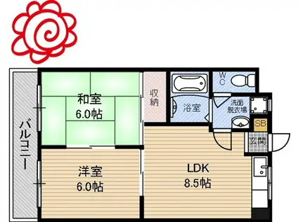 フォアール今津北(2LDK/3階)の間取り写真