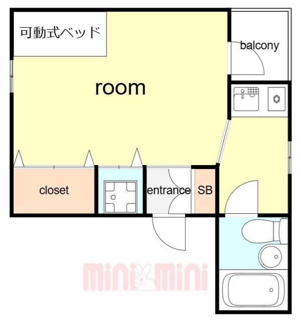 フェリース甲東園(ワンルーム/3階)の間取り写真