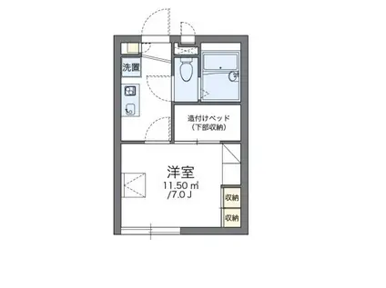 レオパレスミニョン フルール(1K/1階)の間取り写真
