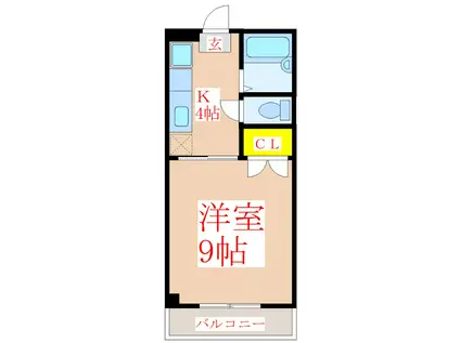 ベルビューコーポ91(1K/1階)の間取り写真