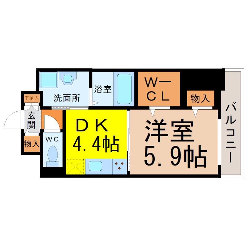 トレフルコート(1DK/9階)の間取り写真