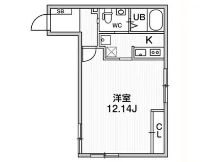 ルクレ代々木 LE CLAIR 代々木(ワンルーム/2階)の間取り写真