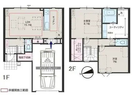 スターティングホーム五艘F棟(2LDK/1階)の間取り写真
