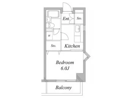 アンサンブル大井(1K/4階)の間取り写真