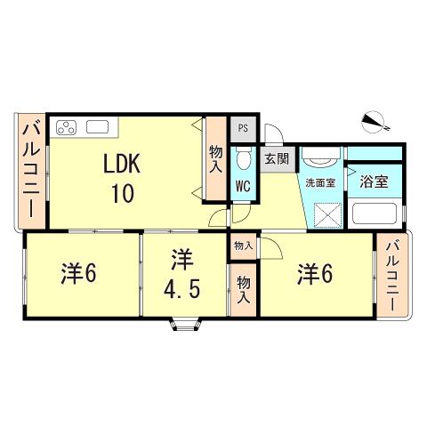 メゾン大津和(3LDK/1階)の間取り写真