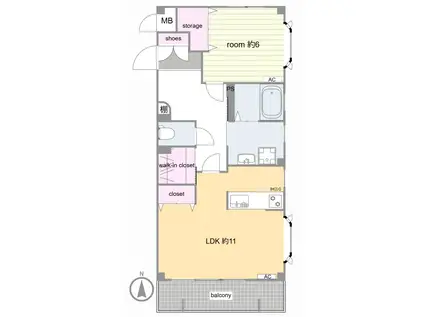 フレグランス南浦和(1LDK/2階)の間取り写真