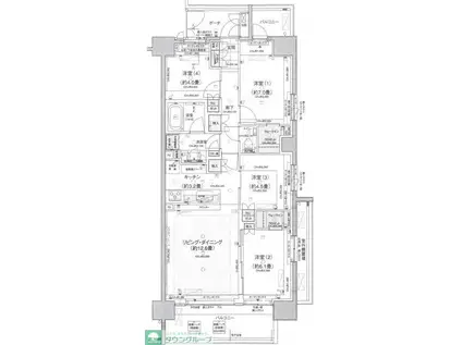 マストレジデンス狭山(4LDK/9階)の間取り写真