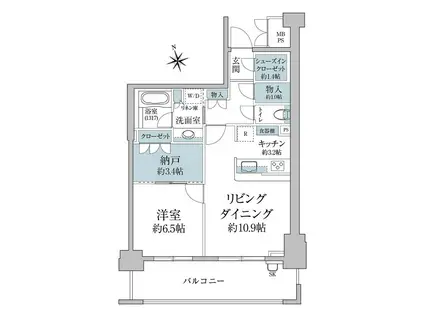パークコート麻布十番三田ガーデン(1LDK/7階)の間取り写真