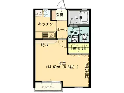 ワイズフラット3(1K/2階)の間取り写真