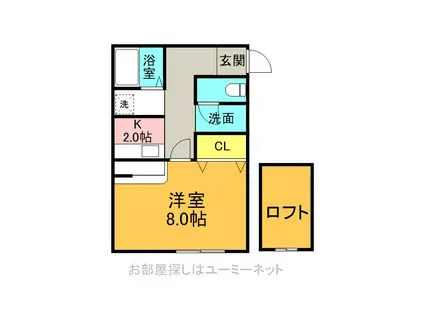 マグハウス(1K/1階)の間取り写真