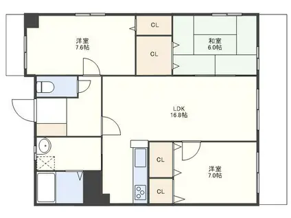 THE RESIDENCEPARK佐賀駅南I(3LDK/11階)の間取り写真