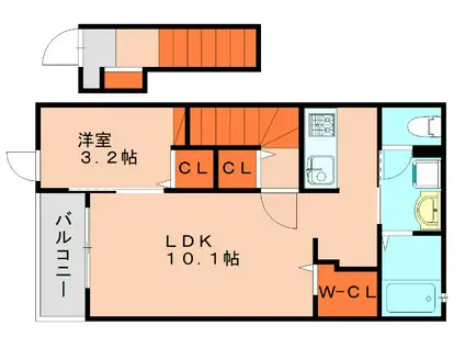 レイクサイド坪見(1LDK/2階)の間取り写真