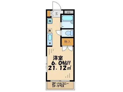 ルミエールM(1K/1階)の間取り写真