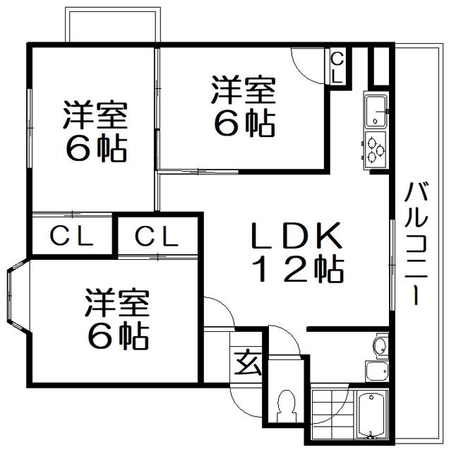 メゾンドサクラ(3LDK/2階)の間取り写真