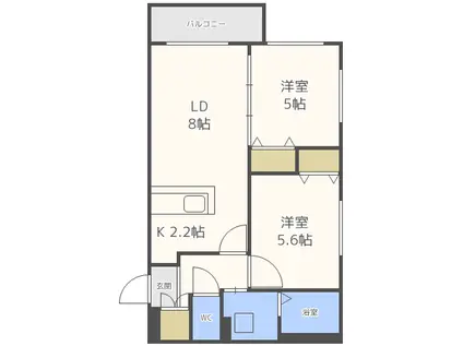 アストリアN23(2LDK/2階)の間取り写真