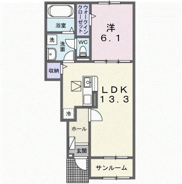 けやきレジデンスα(1LDK/1階)の間取り写真