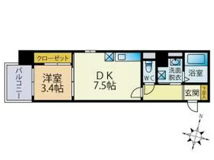 ETINCELL(1DK/2階)の間取り写真