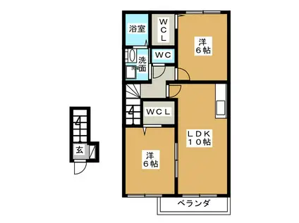 カーサベルデC(2LDK/2階)の間取り写真