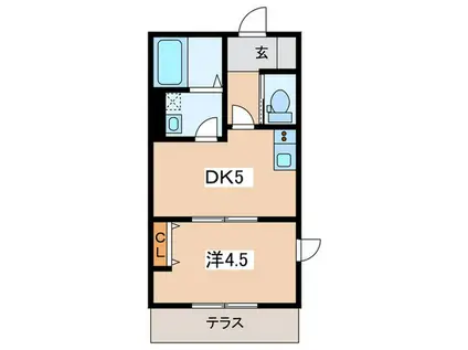 ルターナ黒部丘(1DK/1階)の間取り写真