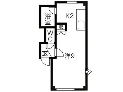 ハイアット麻生(1K/1階)の間取り写真
