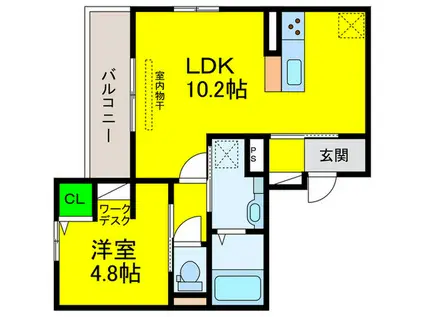 ブラン・キューブ(1LDK/3階)の間取り写真