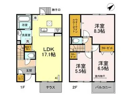 セルジェ竹下Y館(3LDK/1階)の間取り写真