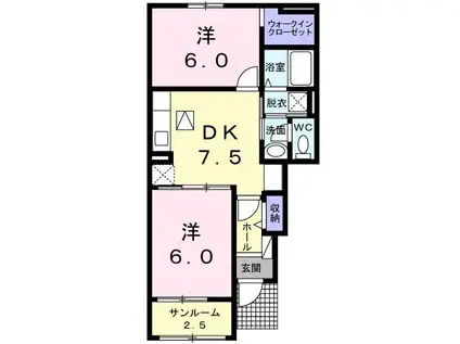 エバー グリーン(2DK/1階)の間取り写真