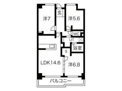 茶屋ヶ坂プログレス(3LDK/4階)の間取り写真