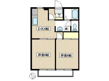 シャレード向ヶ丘(2DK/1階)の間取り写真