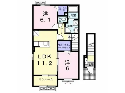 アフル シェード(2LDK/2階)の間取り写真