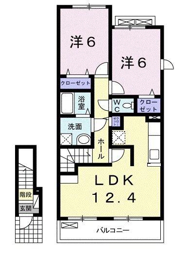 プラシード(2LDK/2階)の間取り写真
