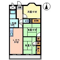 メゾン畑田(3DK/3階)の間取り写真