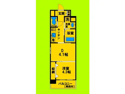 ライブガーデン江坂Ⅷ(1DK/2階)の間取り写真