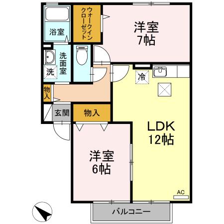 グランシャリオ(2LDK/1階)の間取り写真