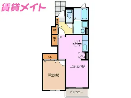 ラフィークA(1LDK/1階)の間取り写真