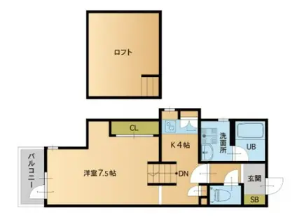 リアンアーブル博多駅東(1SK/1階)の間取り写真