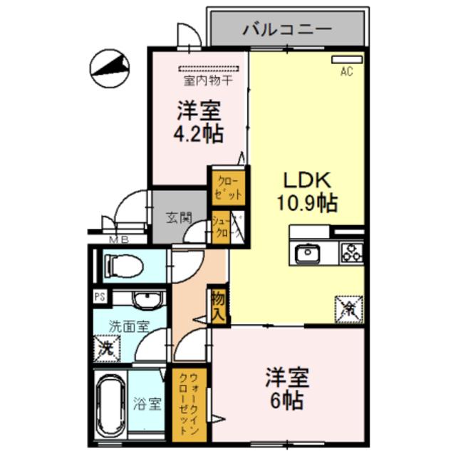 アムール久宝寺(2LDK/1階)の間取り写真