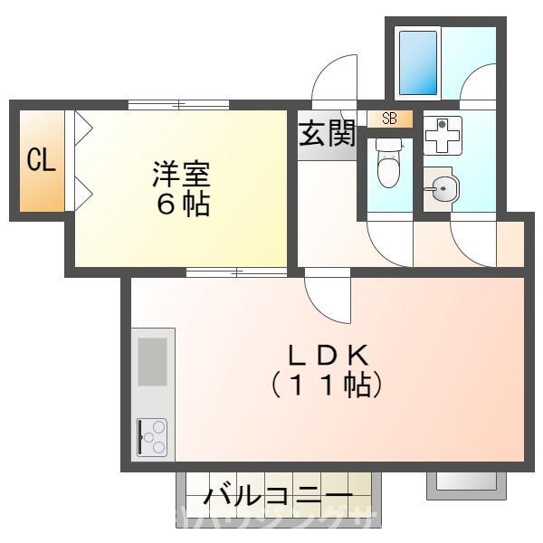 ドール霞ヶ丘(1LDK/3階)の間取り写真
